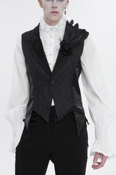 Gilet gothique pour homme à motif sombre noir vintage avec broche